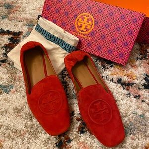 Tory Burch Leigh Red Suede Flats